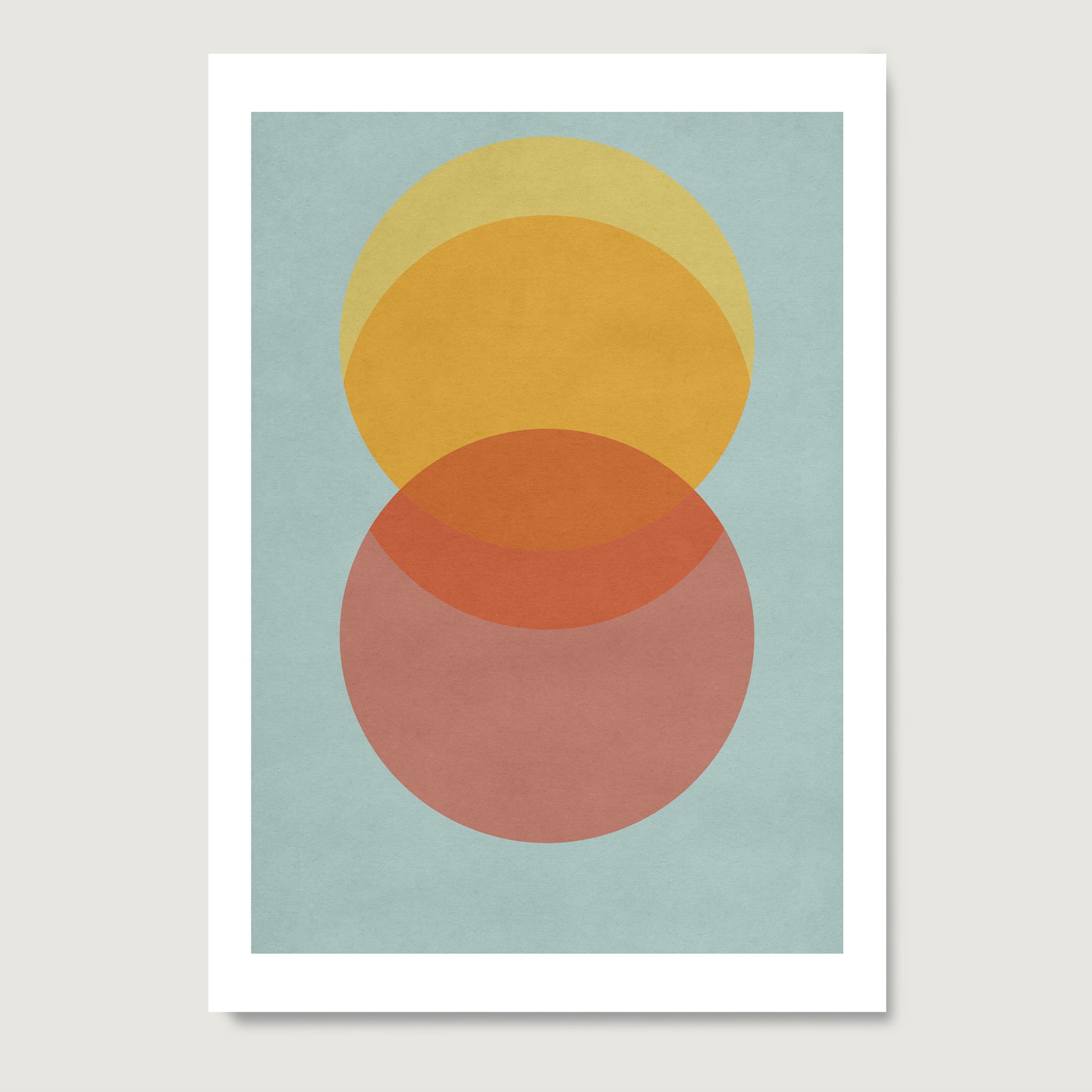 Colorful 80's style graphic art print on paper.