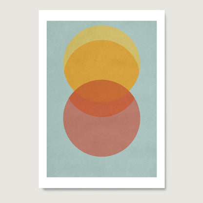 Colorful 80's style graphic art print on paper.