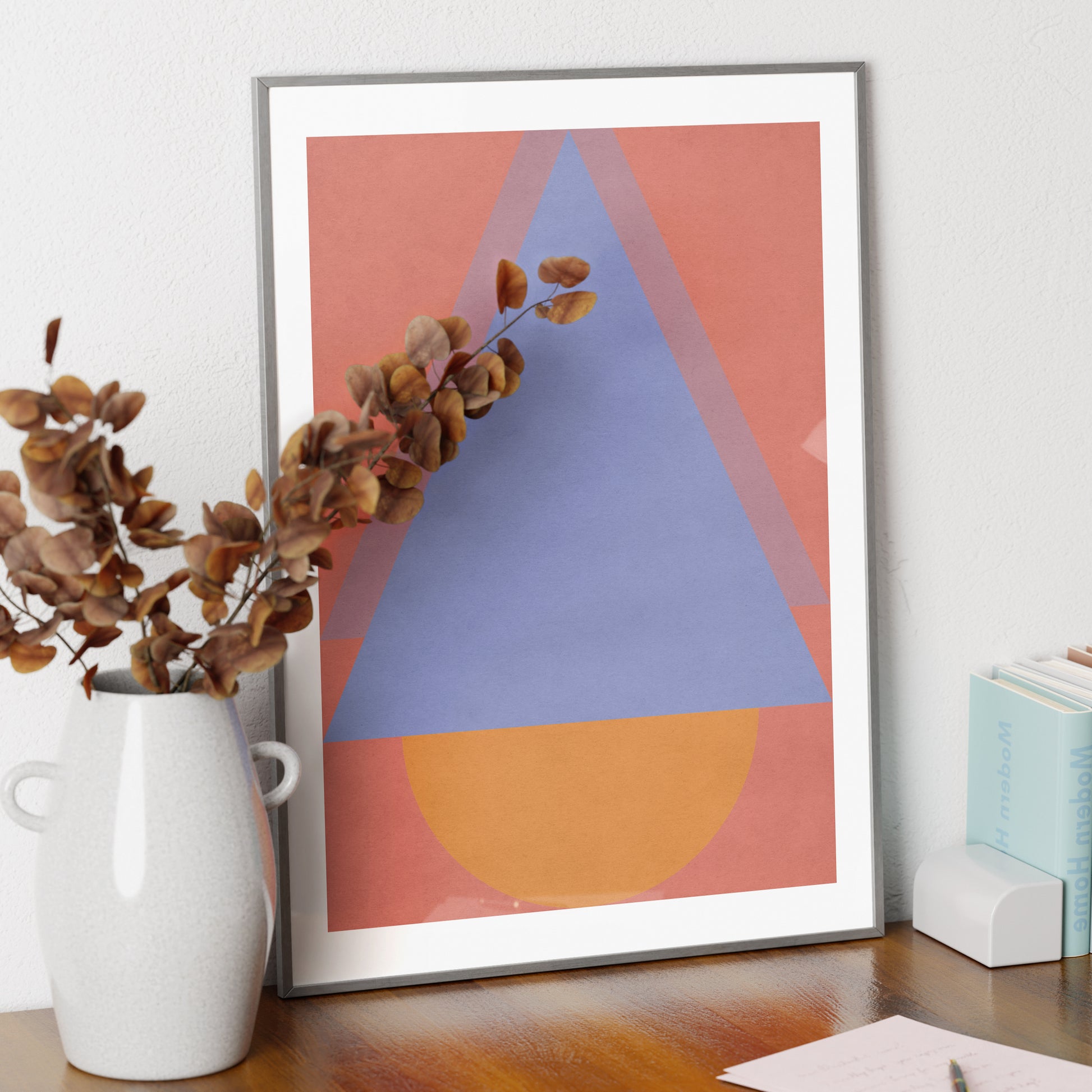 Colorful abstract geometric graphic art print in a bright ambient.