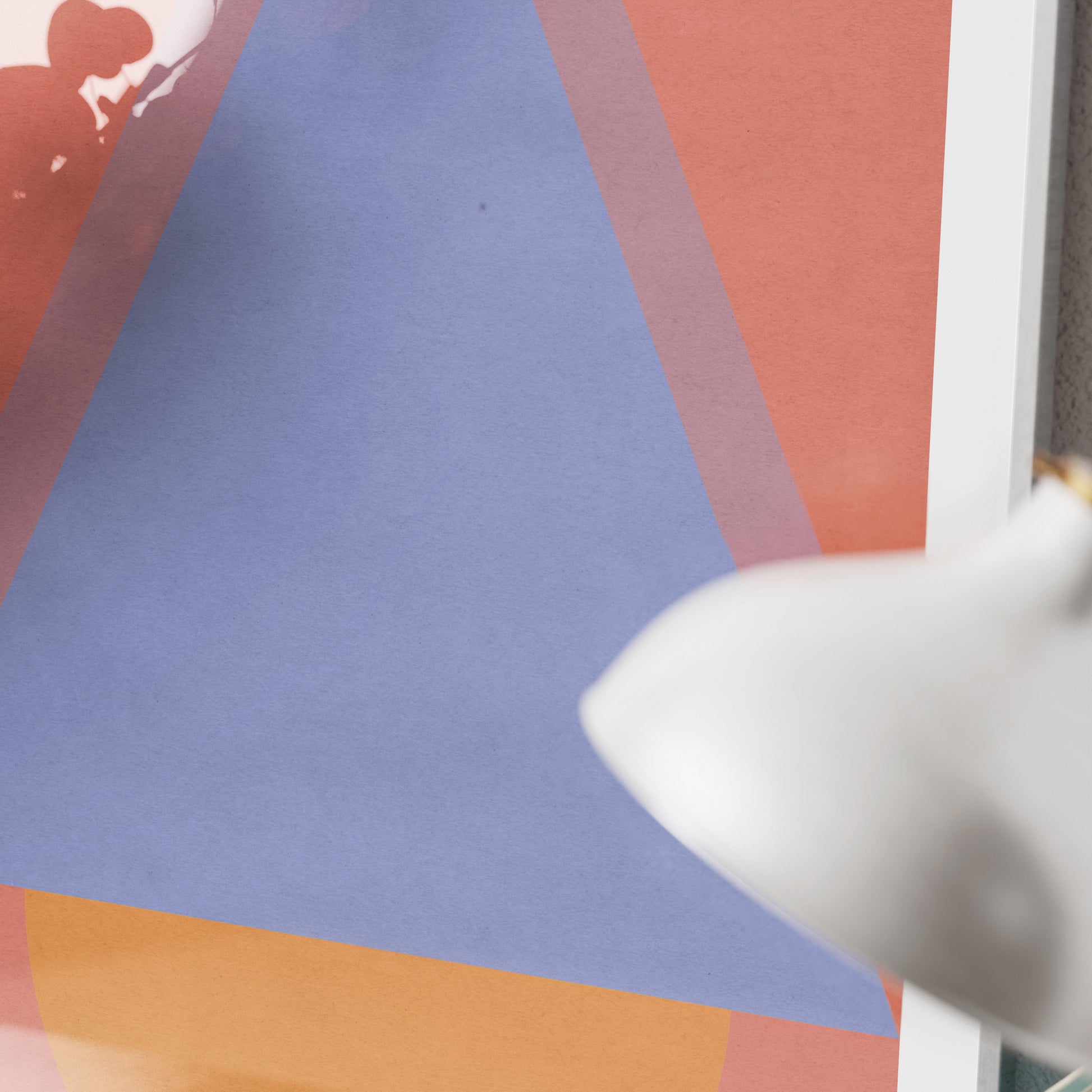 Detail of a colorful abstract geometric graphic art print.