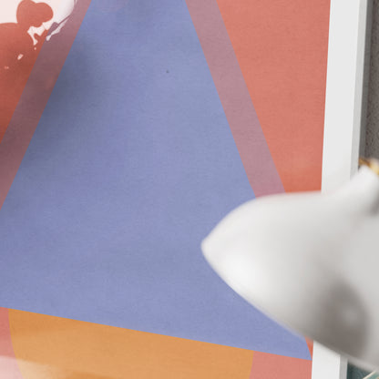 Detail of a colorful abstract geometric graphic art print.