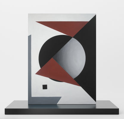Suprematism painting with red, black and white.