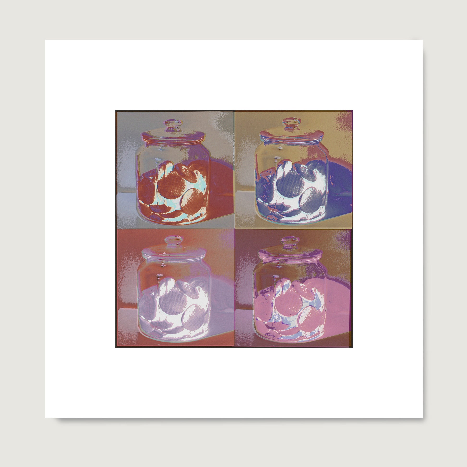 Pop art art print with cookies on paper.