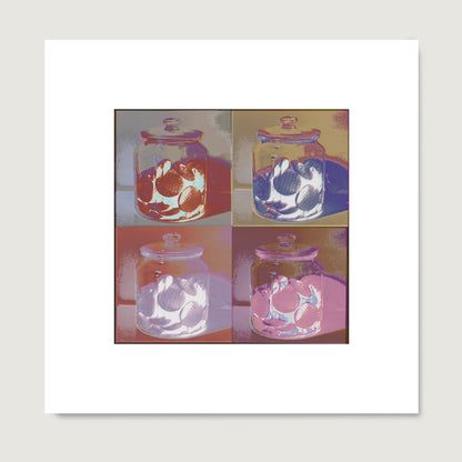 Pop art art print with cookies on paper.