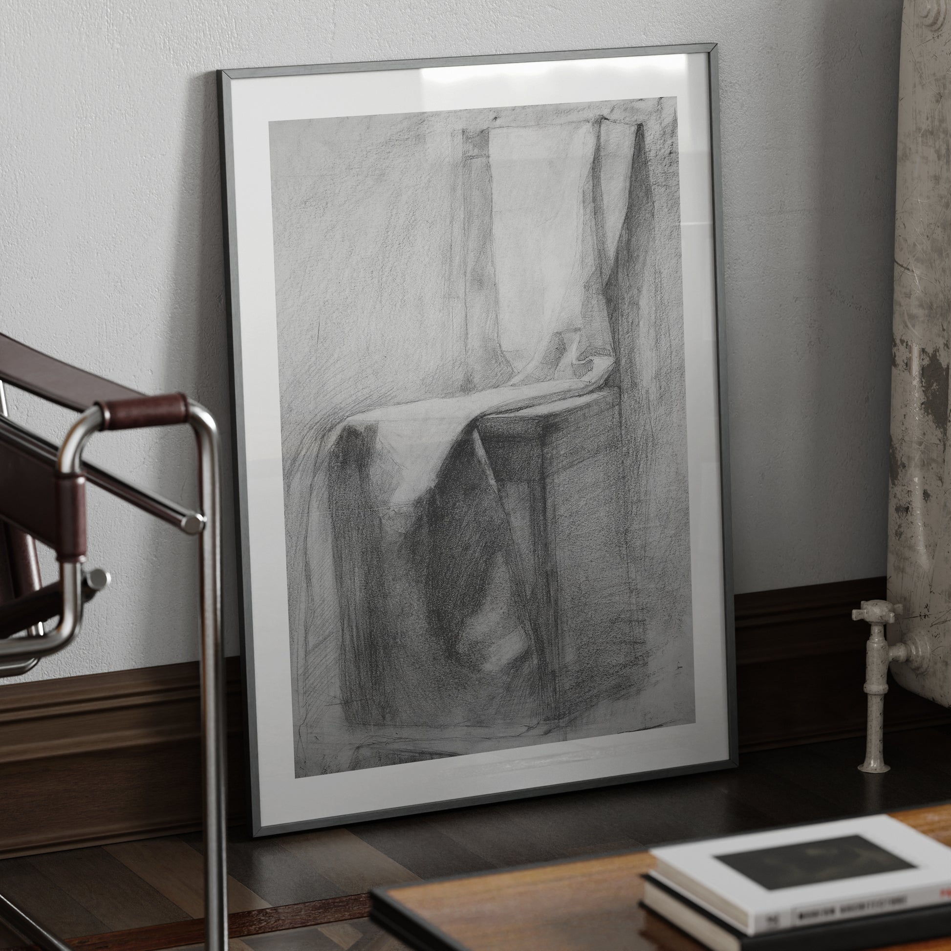 Classic academic pencil drawing art print in a dark moody ambient.