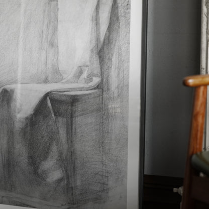 Detail of a classic academic pencil drawing art print.