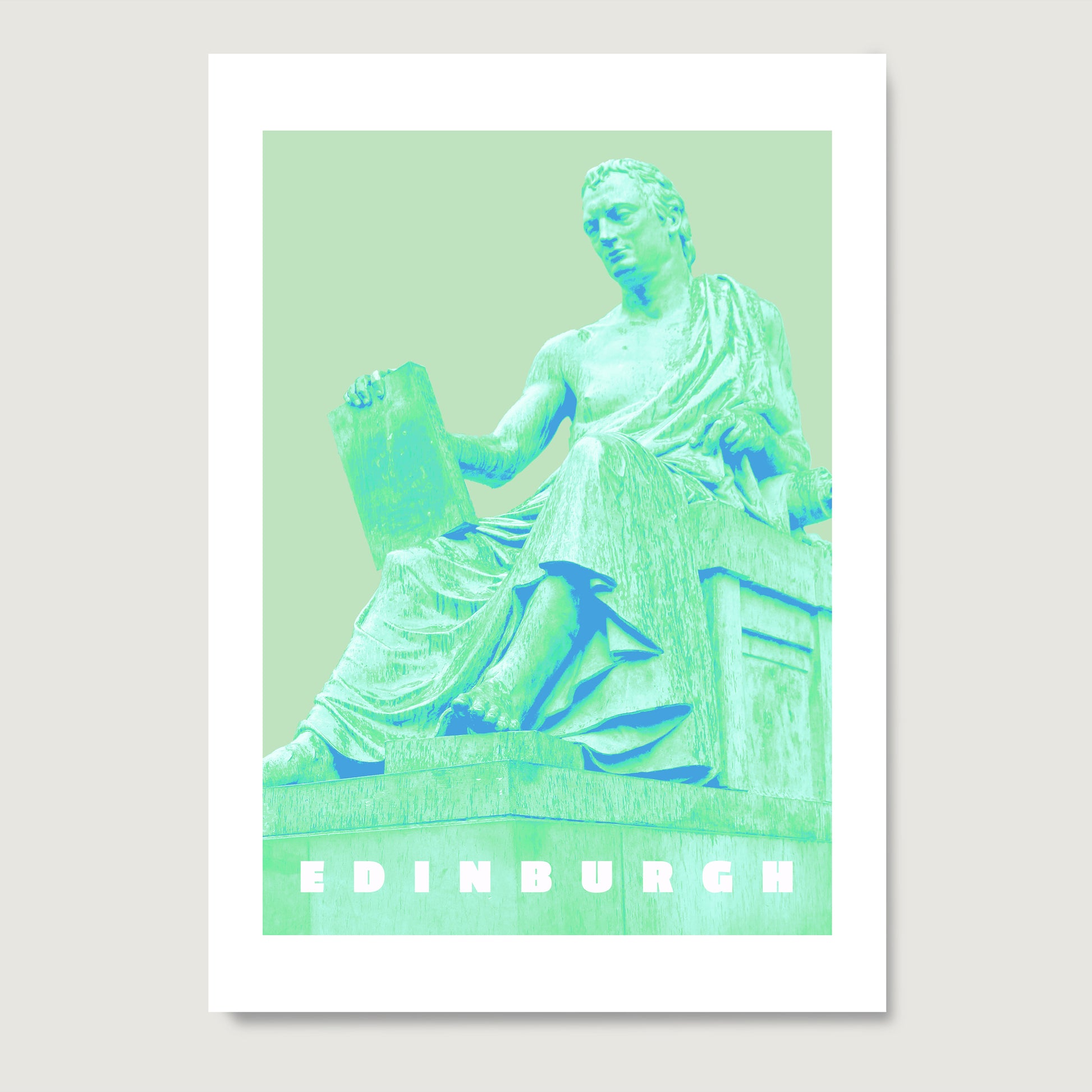 Travel poster Edinburgh landmark green art print on paper.