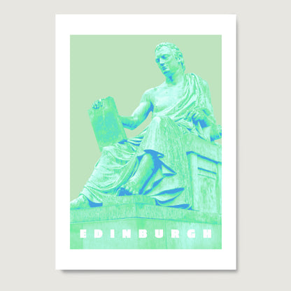 Travel poster Edinburgh landmark green art print on paper.
