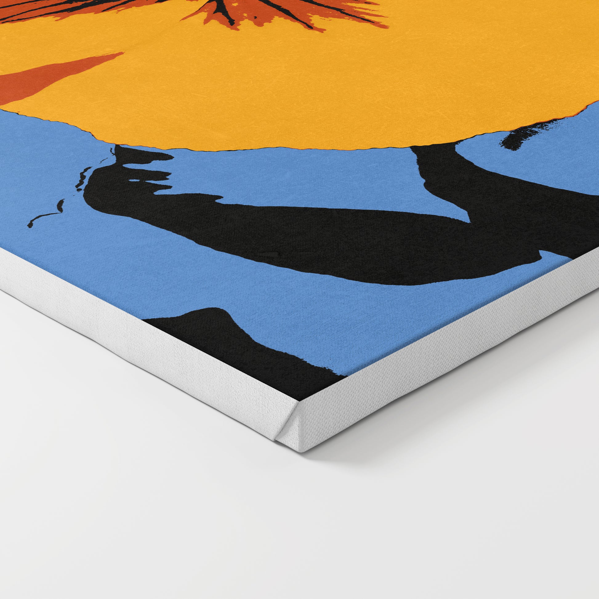 Pop art canvas print with a big yellow flower.
