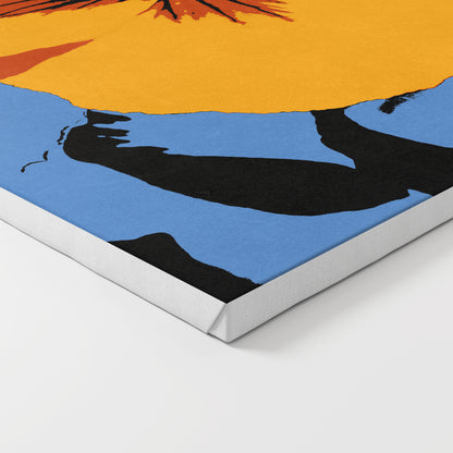 Pop art canvas print with a big yellow flower.