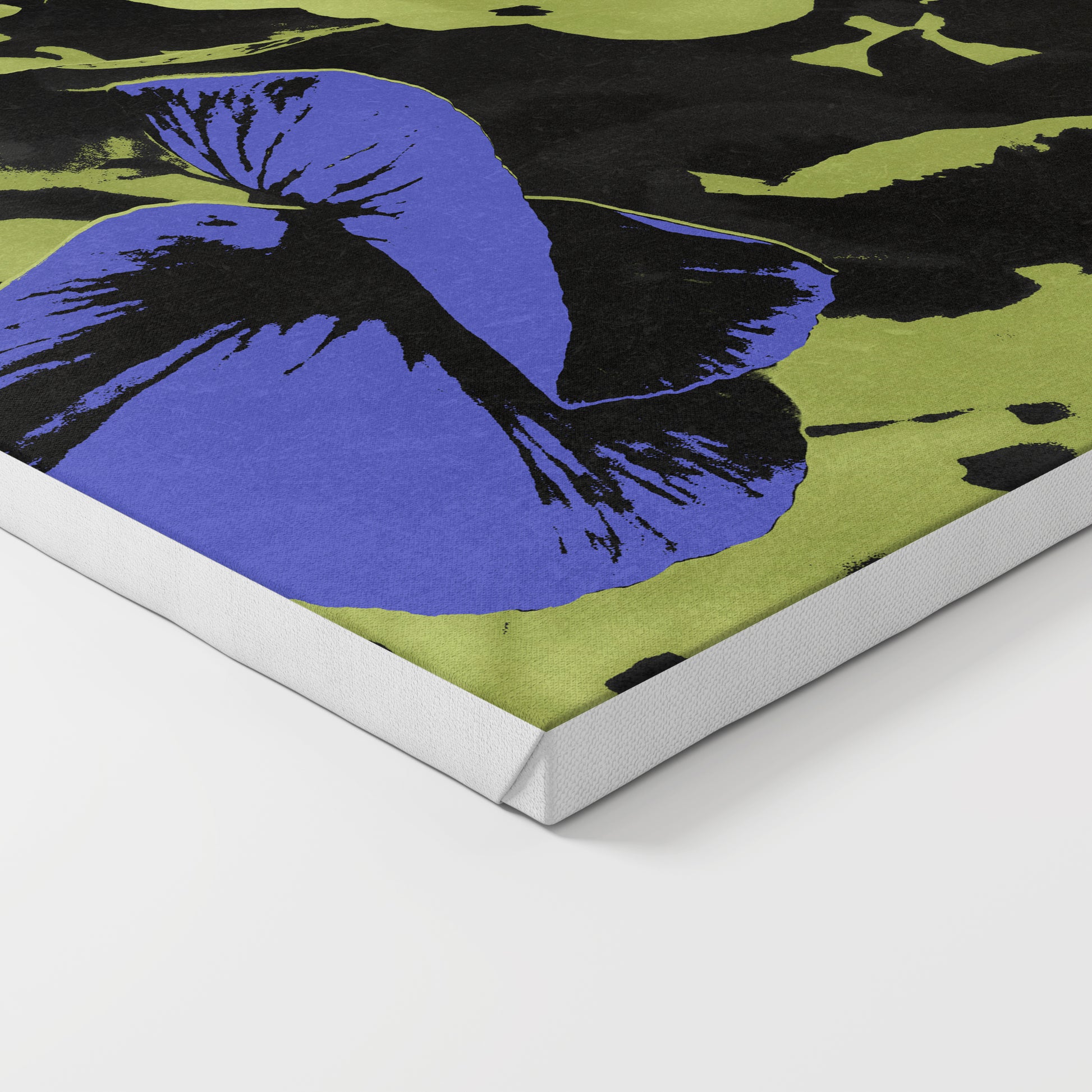 Pop art canvas print with colorful flowers.