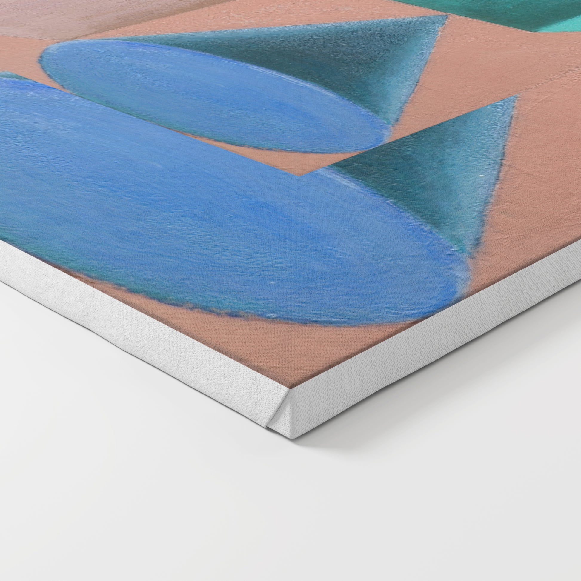 Colorful artistic geometric art print on canvas.