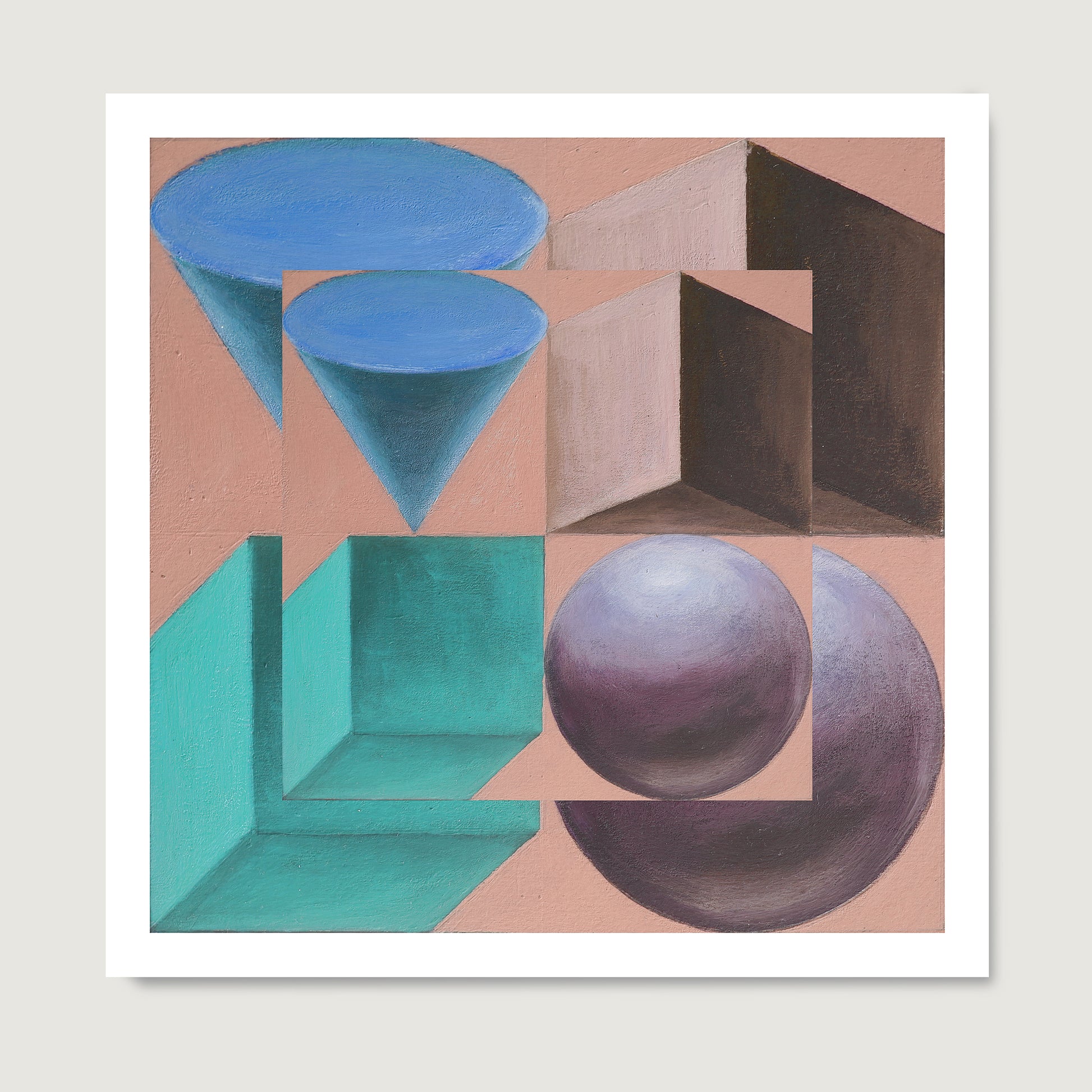 Colorful artistic geometric art print on paper.
