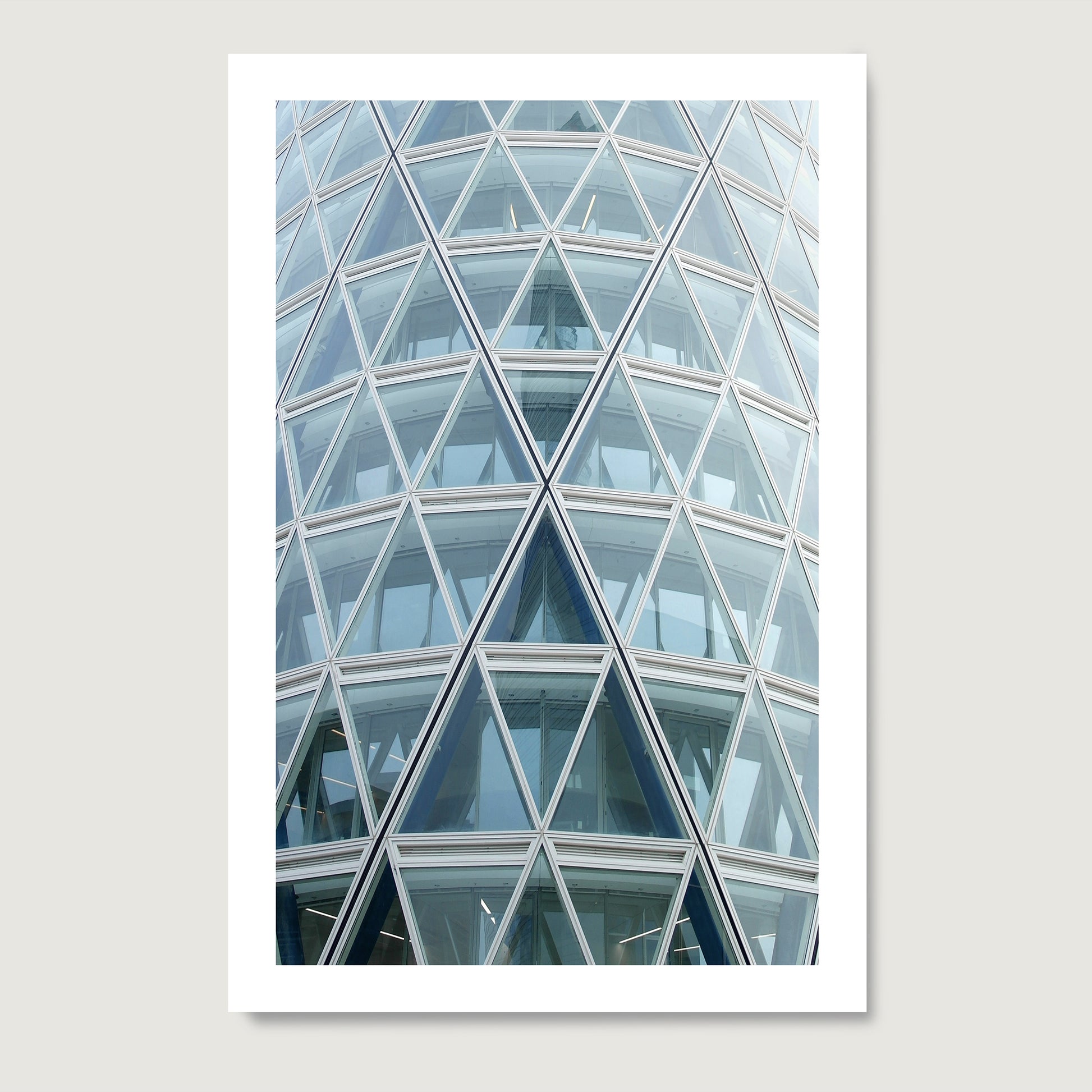 Abstract, geometric, modern architectural corner of Milan, pale blue photography art print on paper.