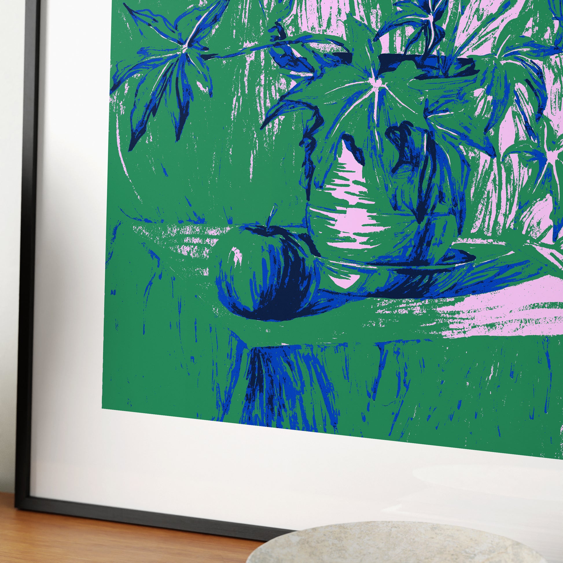 Detail of a still life with plant green graphic art print.