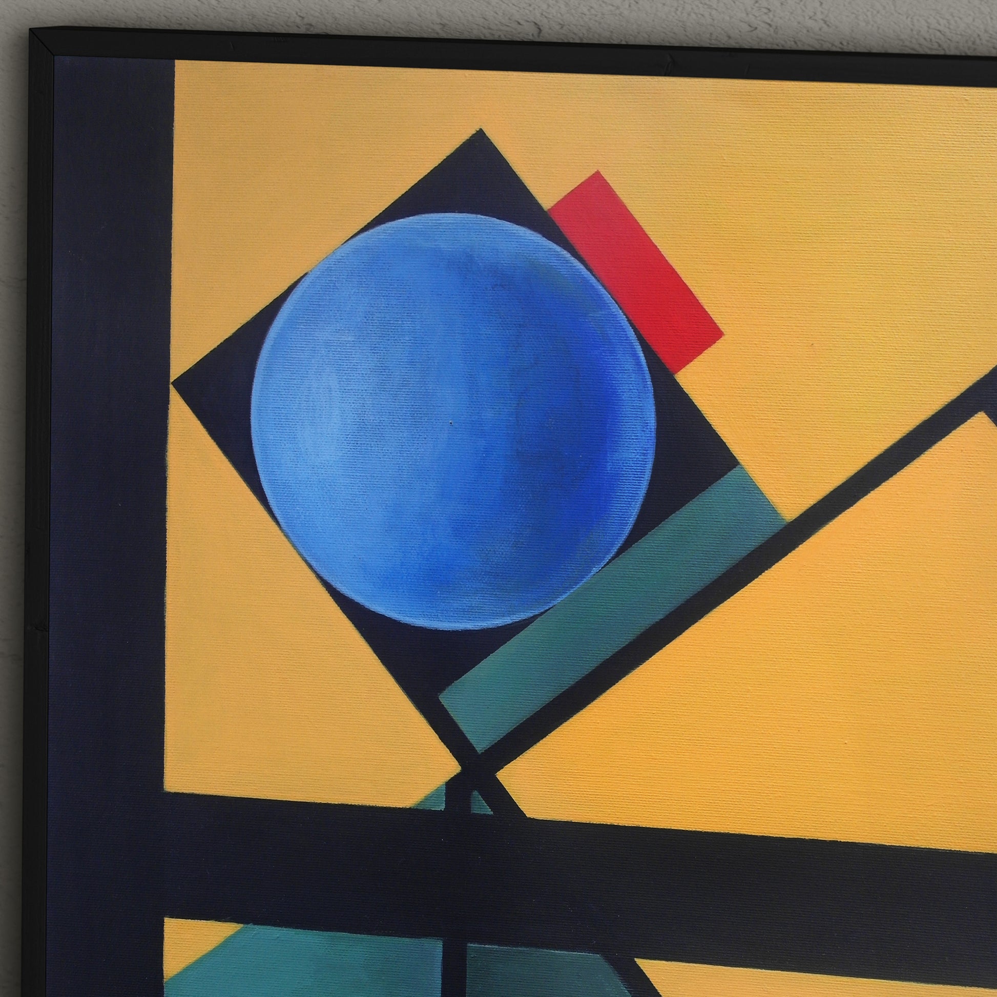 Detail of a colorful abstract geometric contemporary painting.