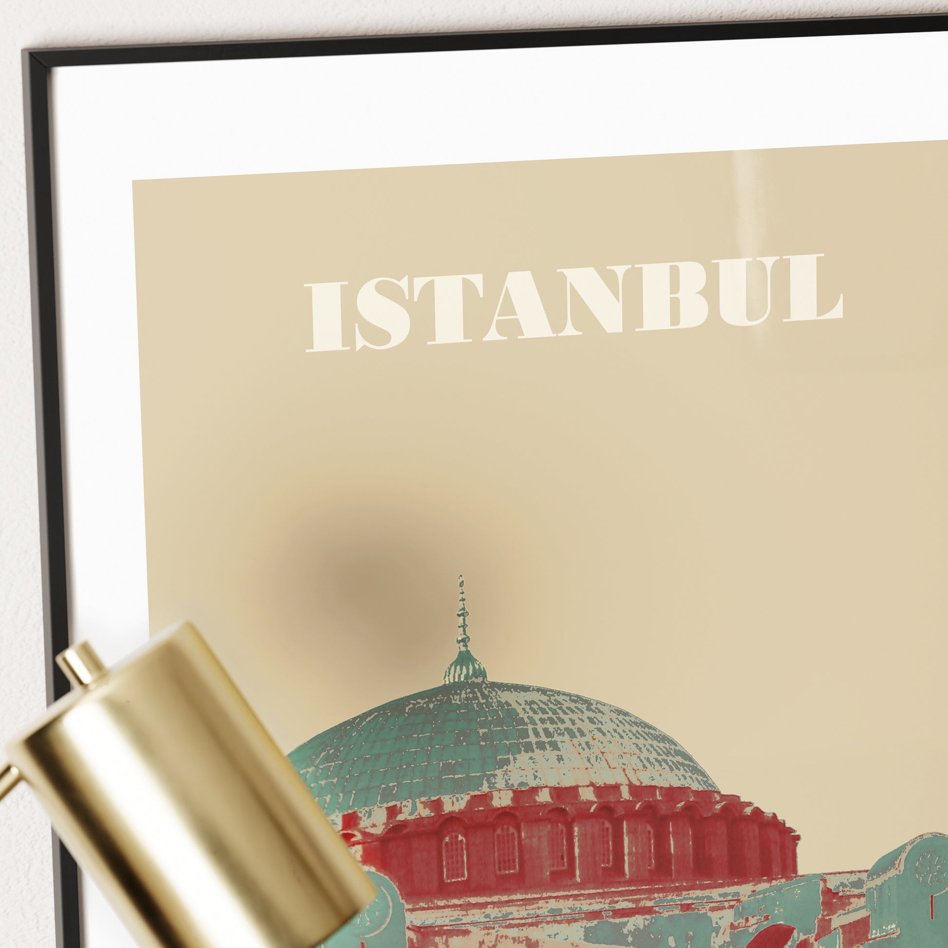 Detail of a travel poster Istanbul landmark art print.