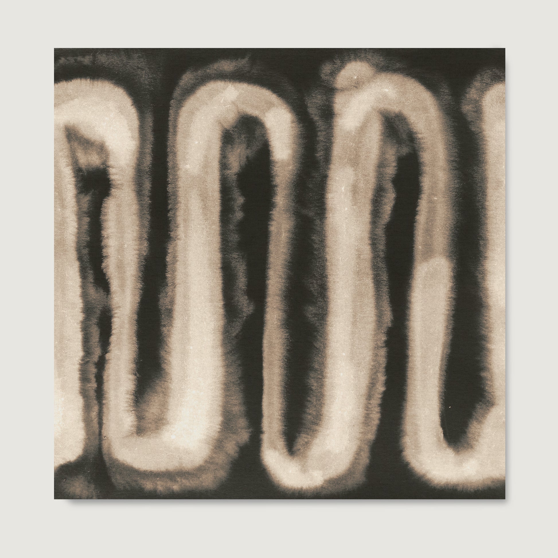 Monochrome watercolor abstract art print on paper.