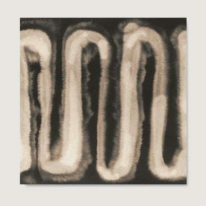 Monochrome watercolor abstract art print on paper.