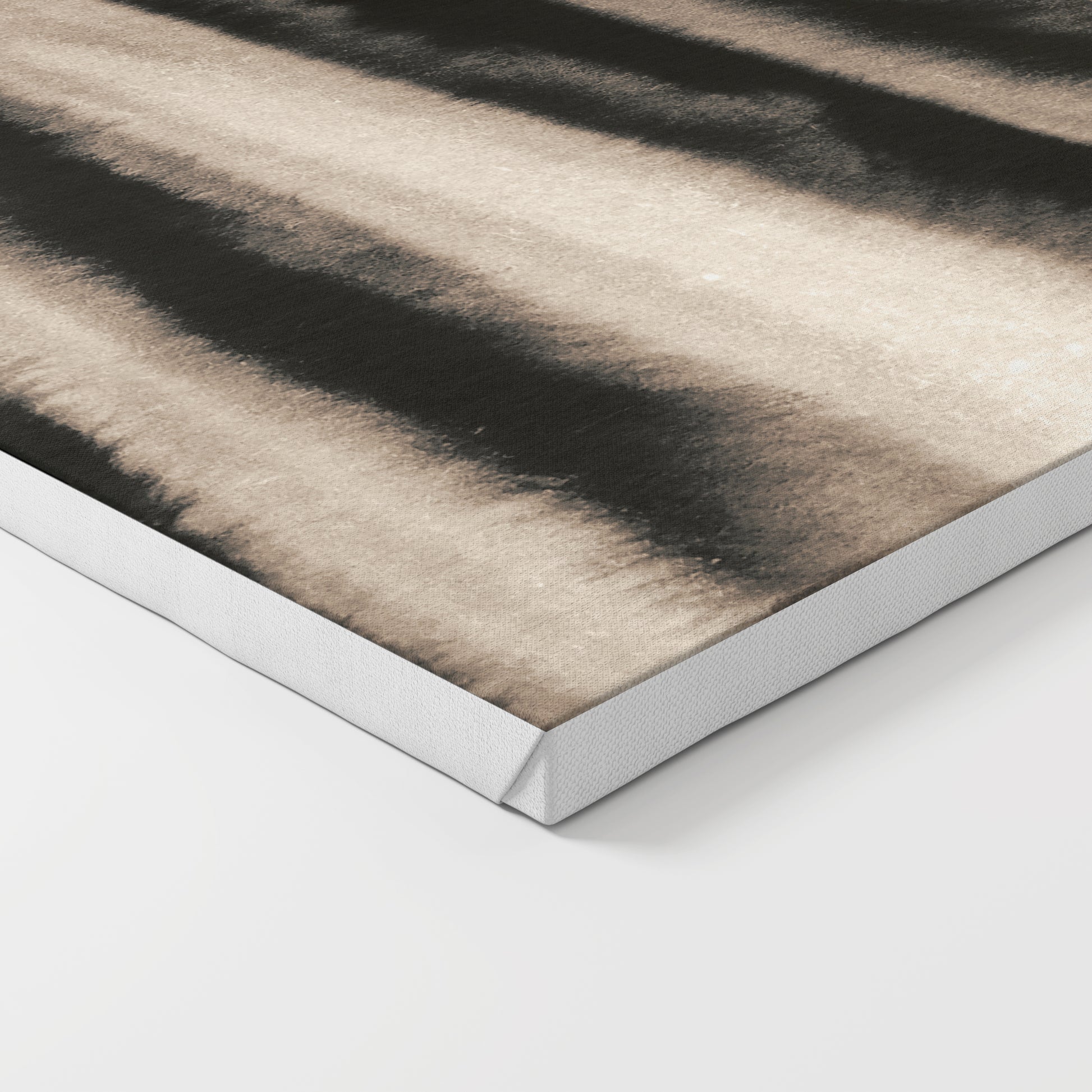 Monochrome watercolor abstract lines art print on canvas.