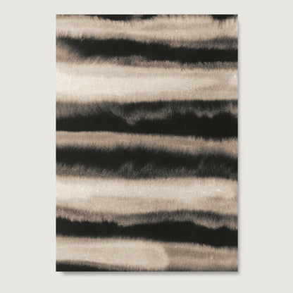 Monochrome watercolor abstract lines art print on paper.