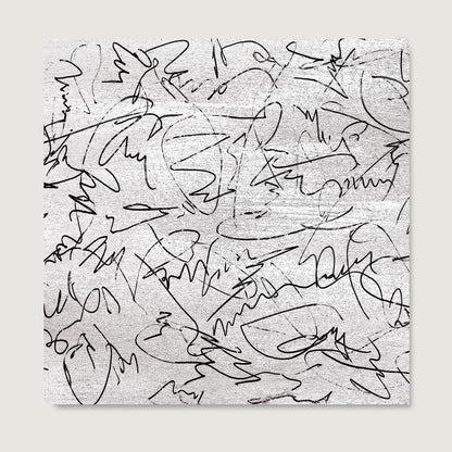Black and white, abstract lines, contemporary art print on paper.