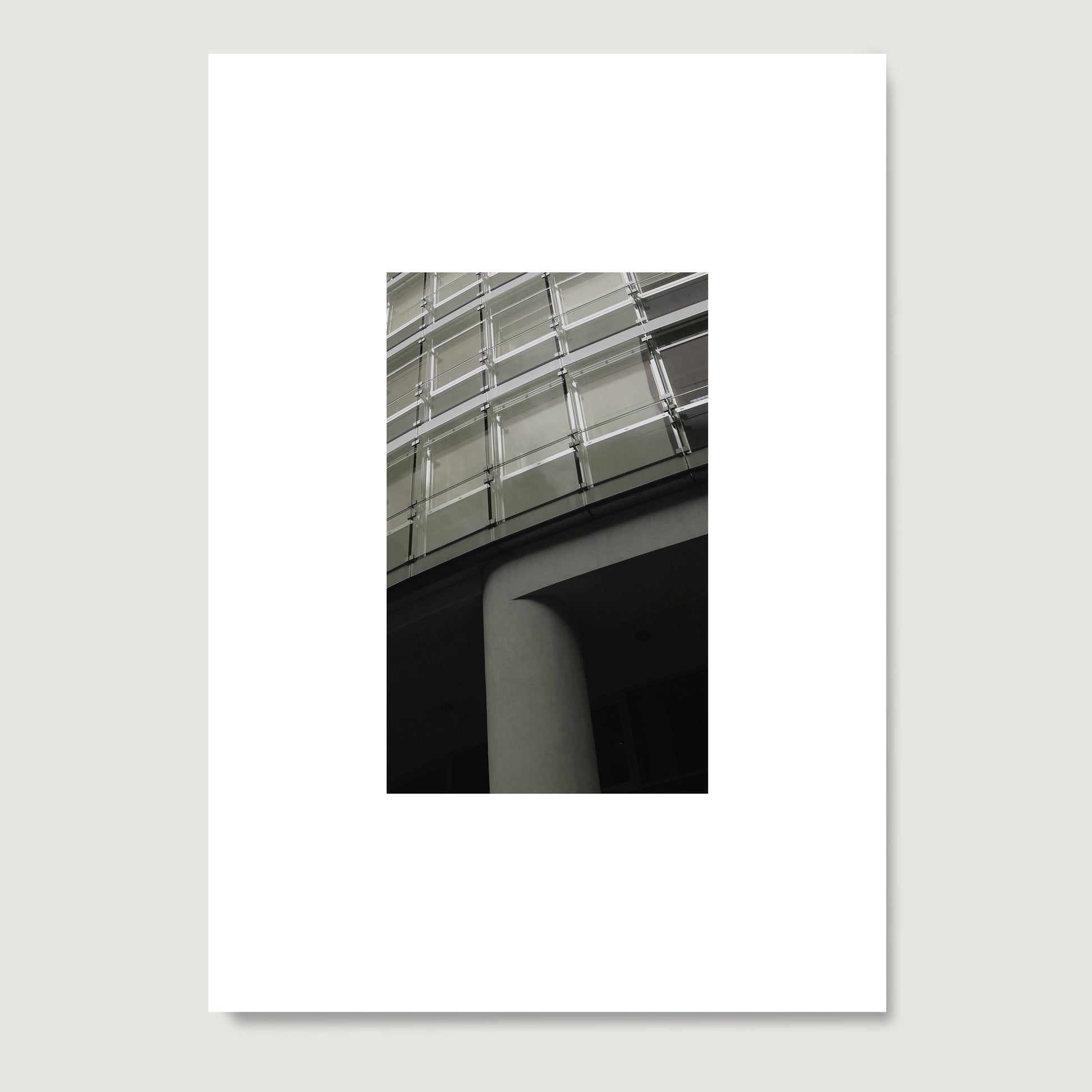 Modern architecture, monochrome photography art print on paper.