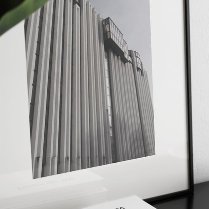 Detail of a brutalist, monumental architecture, photography art print.