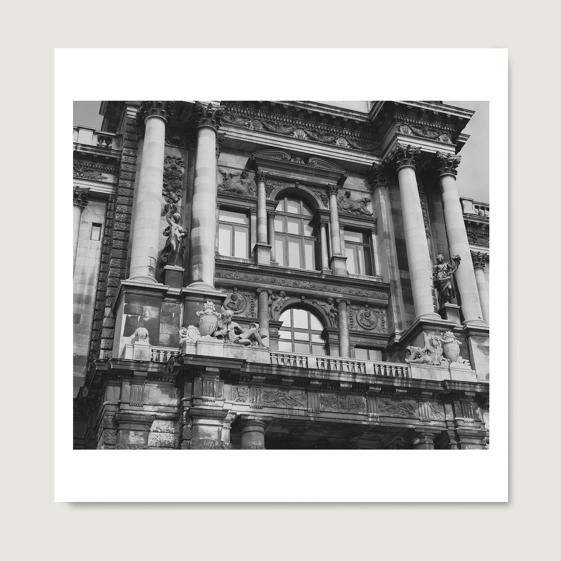 Vienna black and white architectural photography art print on paper.