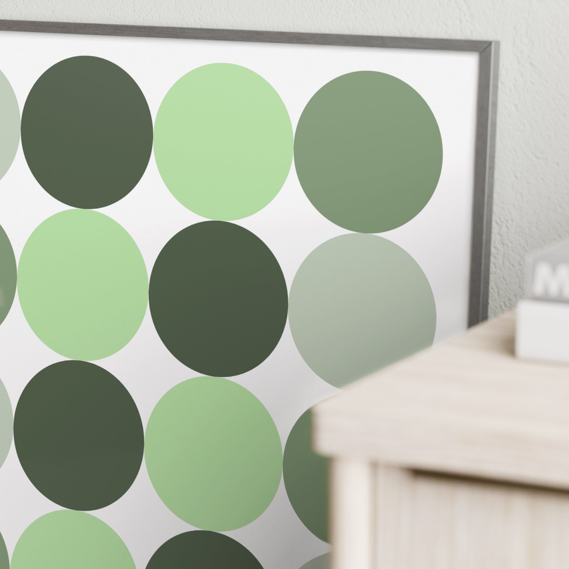 Detail of a minimalist green graphic art print.