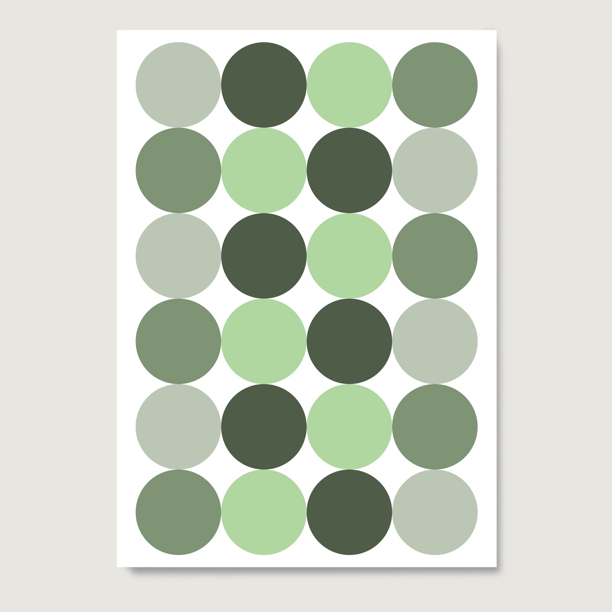 Minimalist green graphic art print on paper.