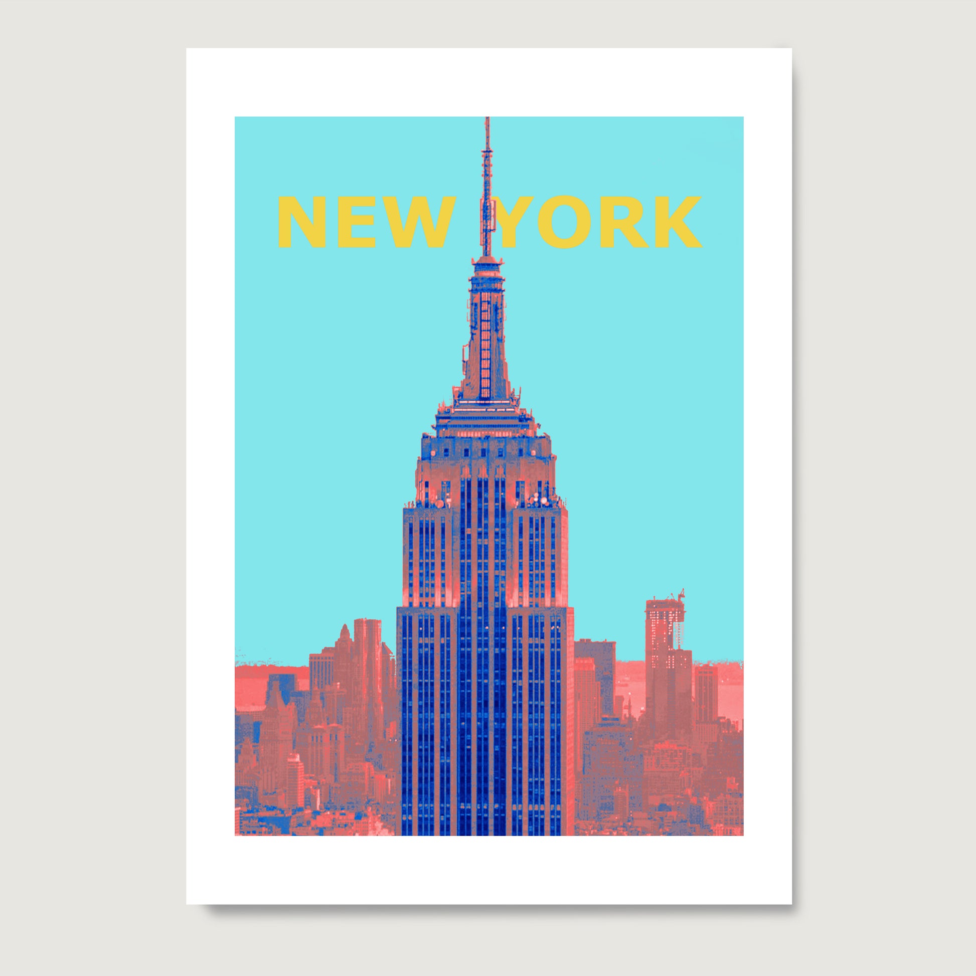 Travel poster New York landmark art print on paper.