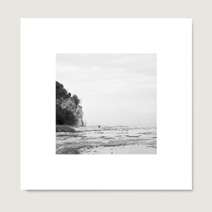 Vintage black and white landscape photography art print on paper.