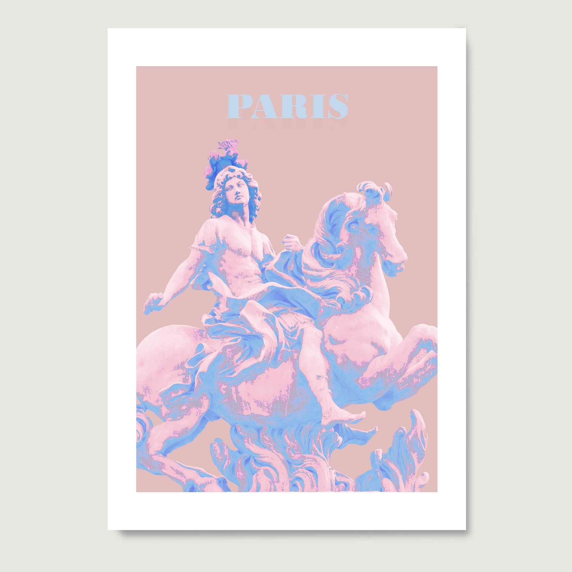 Travel poster Paris landmark pastel colors art print on paper.