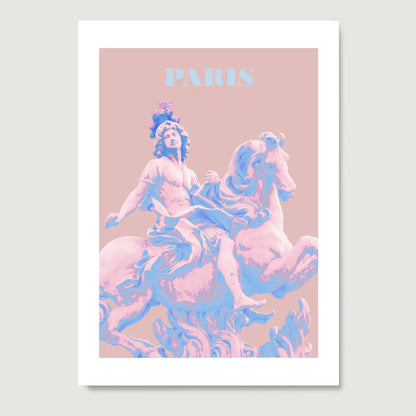 Travel poster Paris landmark pastel colors art print on paper.