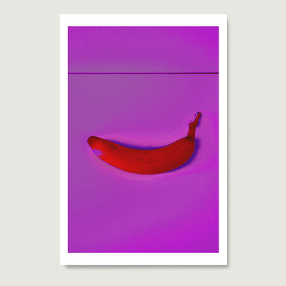 Pink banana minimalist pop art art print on paper.