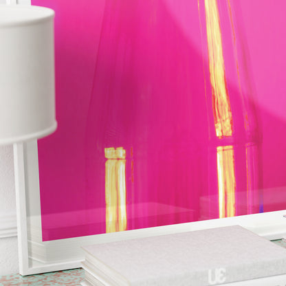 Detail of a minimalist intense neon pink art print.