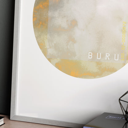 Detail of a pastel bright colors planet, minimalist watercolor graphic art print.