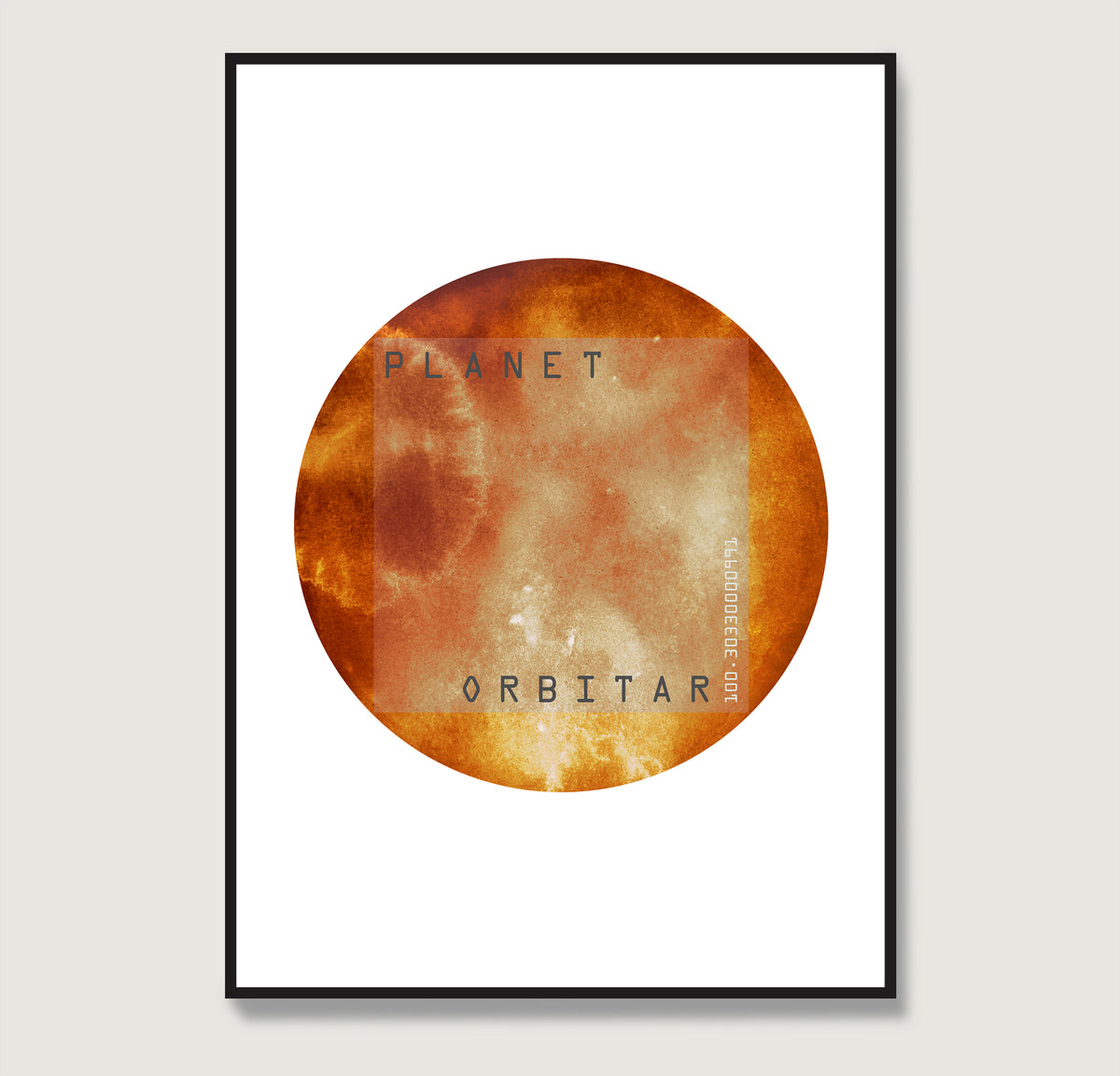 Red planet, minimalist watercolor graphic art print.