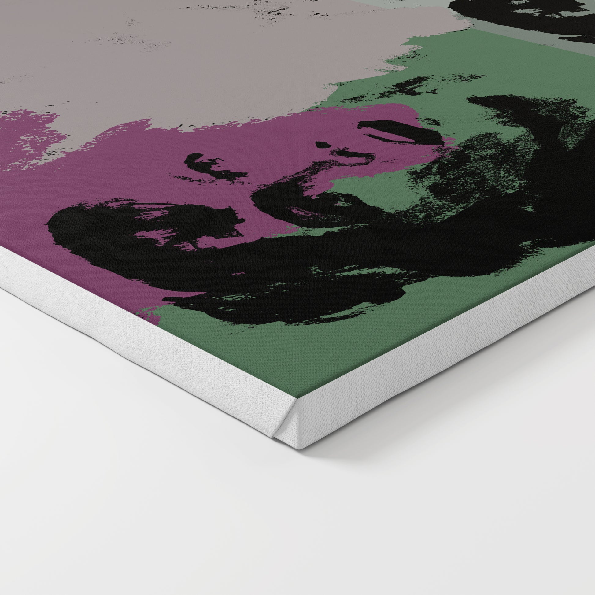Green and pink pop art art print on canvas.