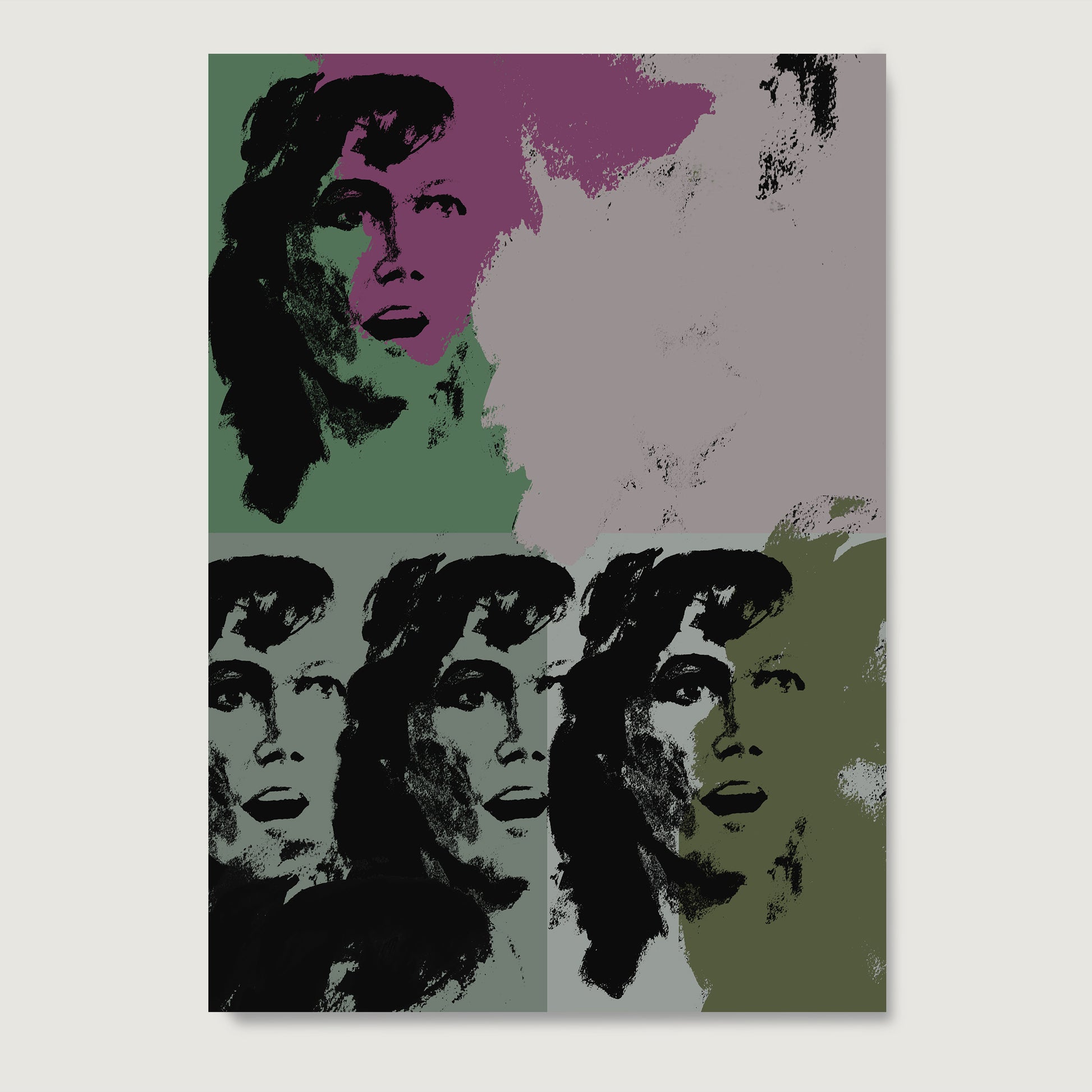 Green and pink pop art art print on paper.