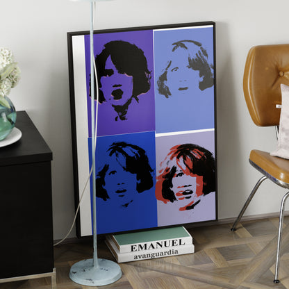 Blue portrait repetition pop art art print in a modern ambient.