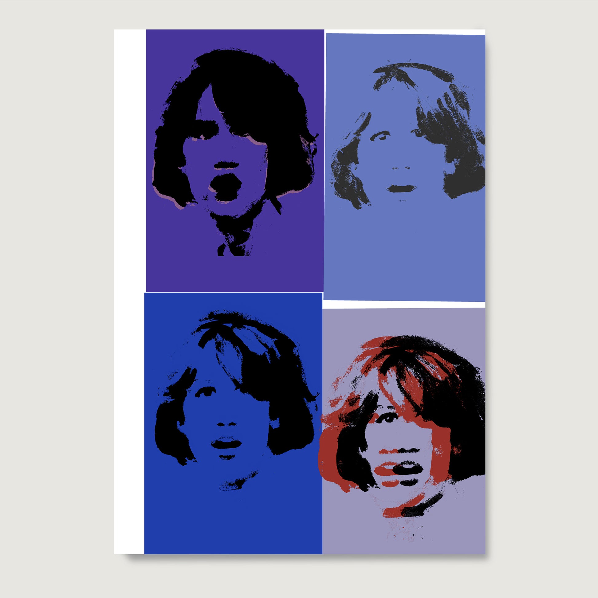 Blue portrait repetition pop art art print on paper.