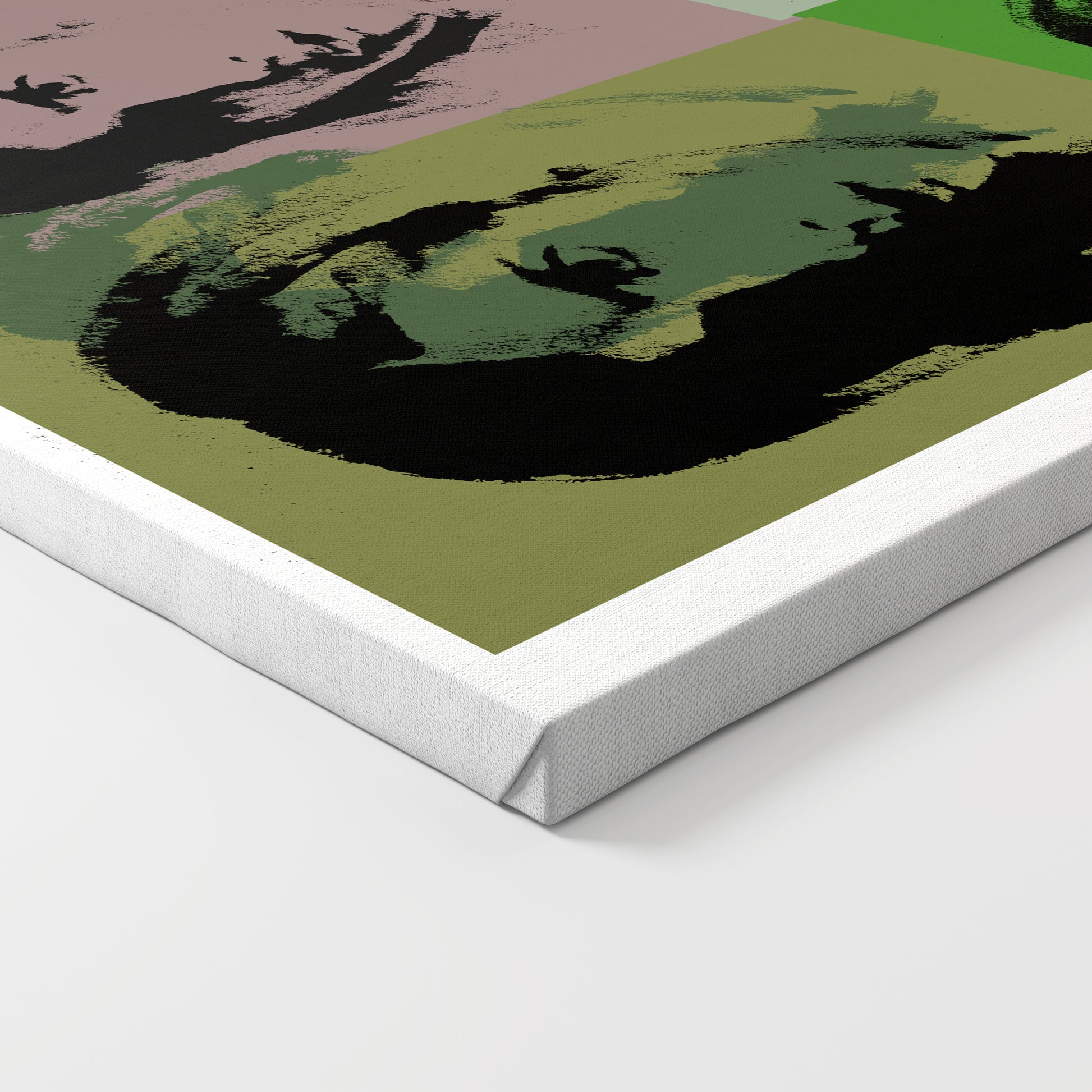 Green portrait repetition pop art art print on canvas.
