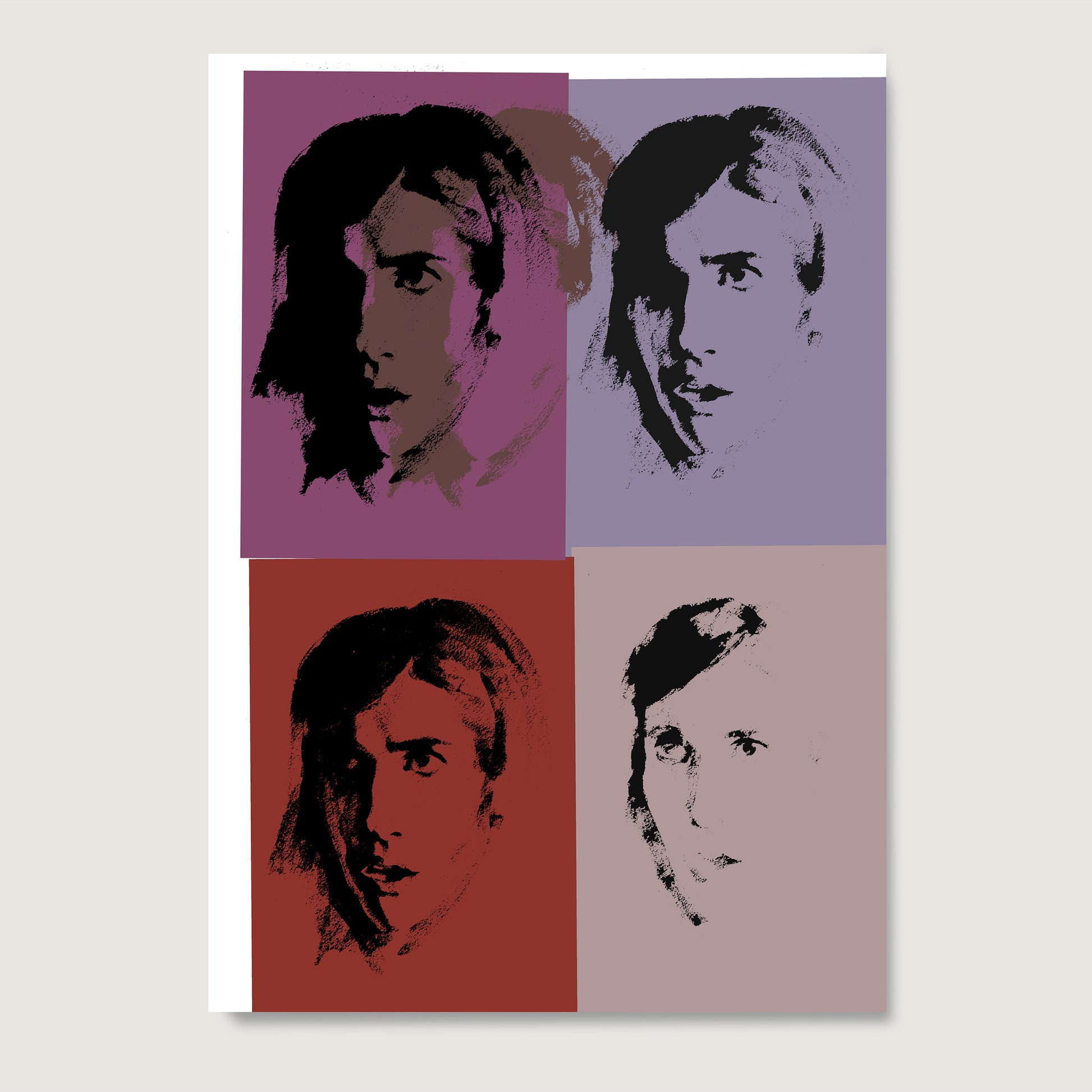 Pink portrait repetition pop art art print on paper.