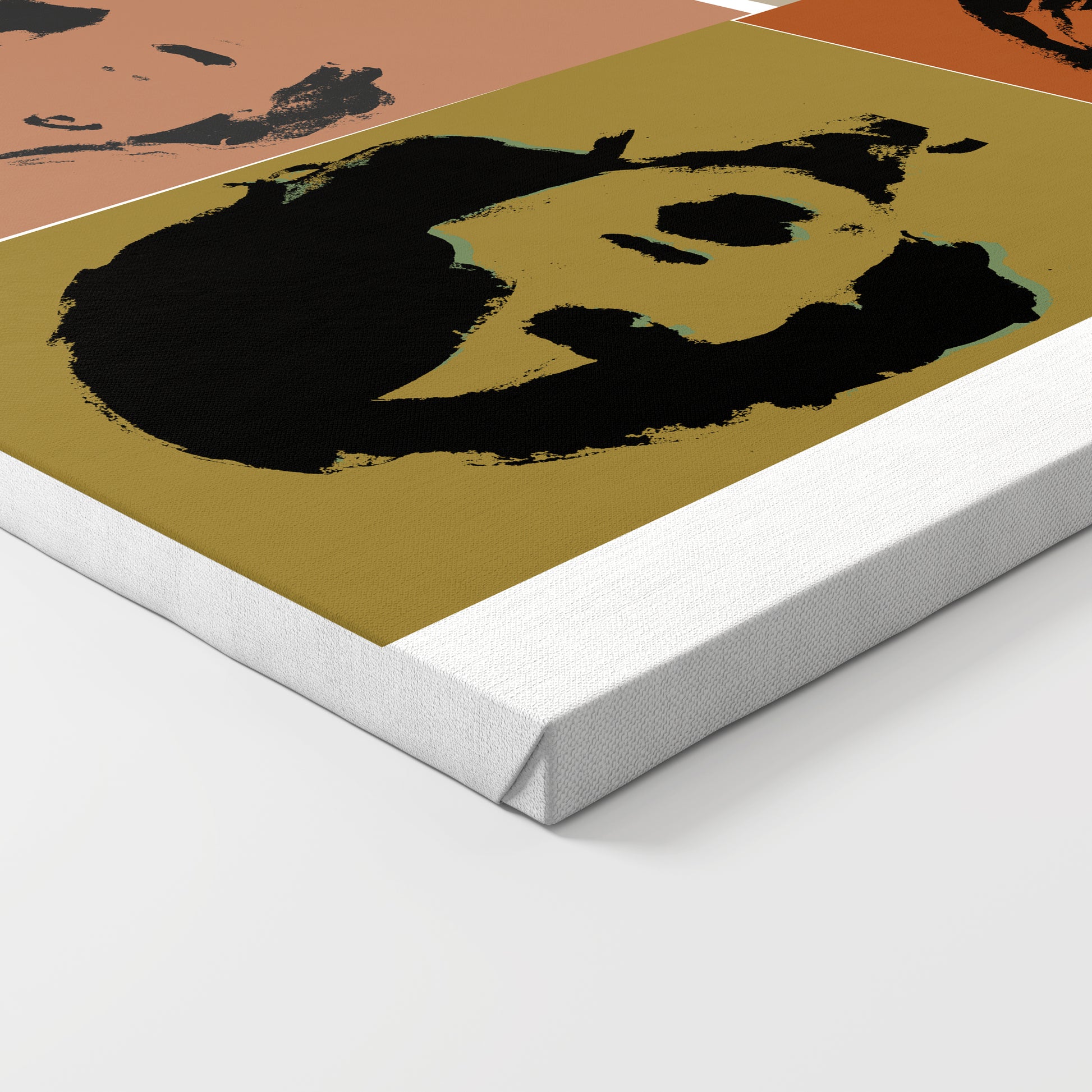 Colorful portrait repetition pop art art print on canvas.