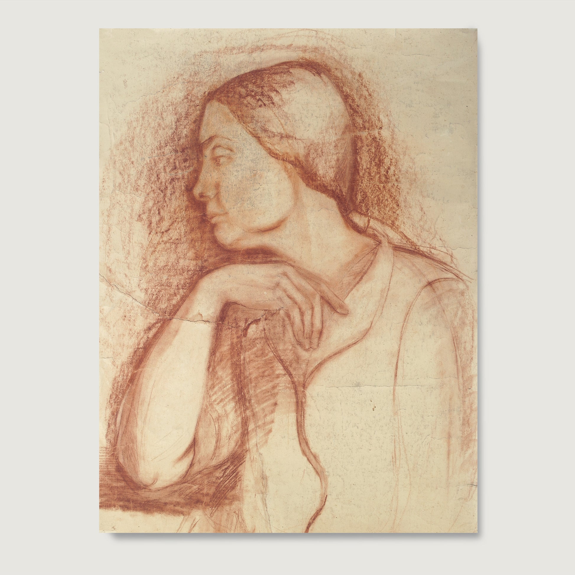 High quality limited edition fine art print depicting a sanguine portrait of a lady.