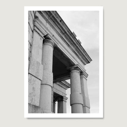 Classic architectural corner of Venice, black and white photography art print on paper.
