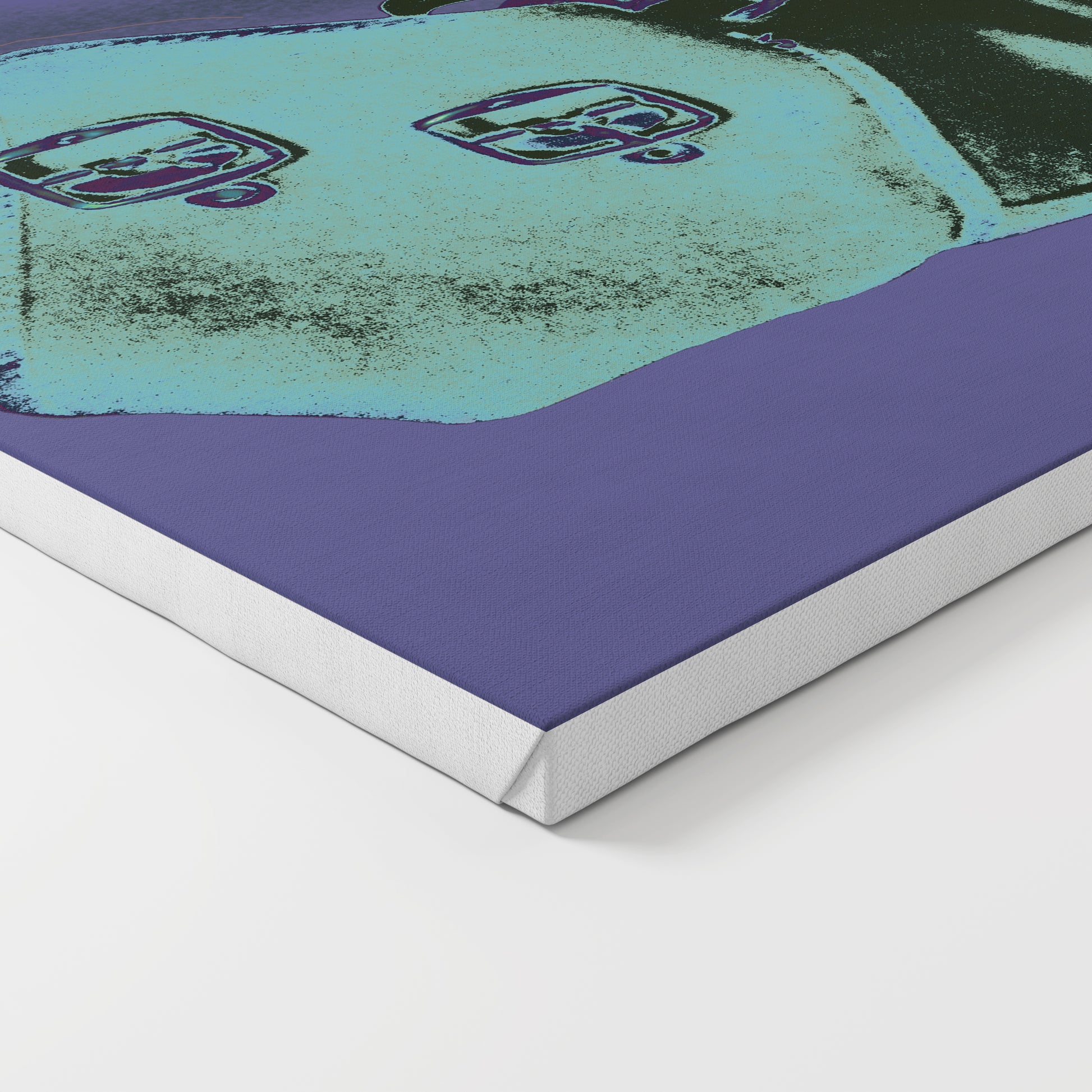 Purple boot pop art art print on canvas.