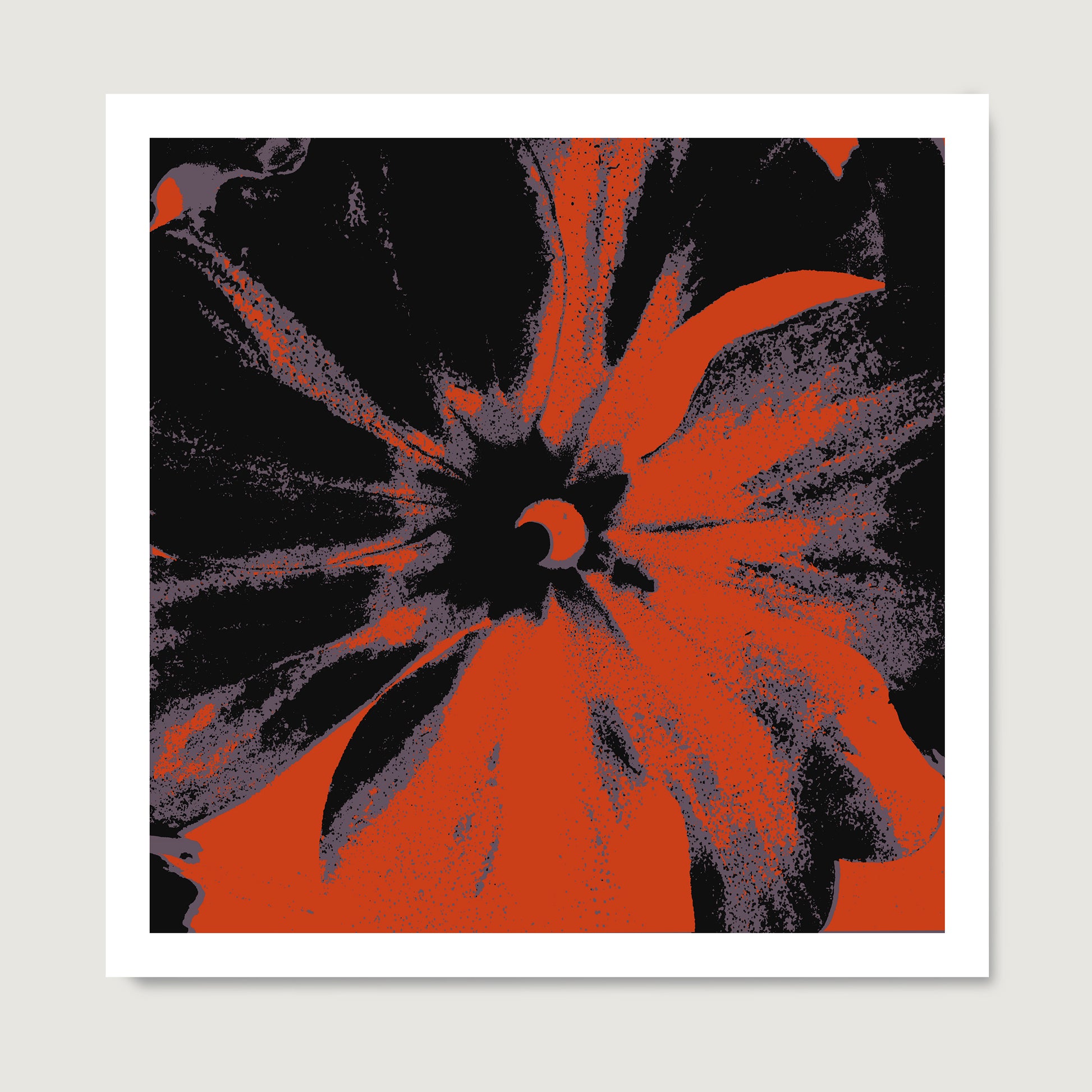 Black and red flower pop art art print on paper.
